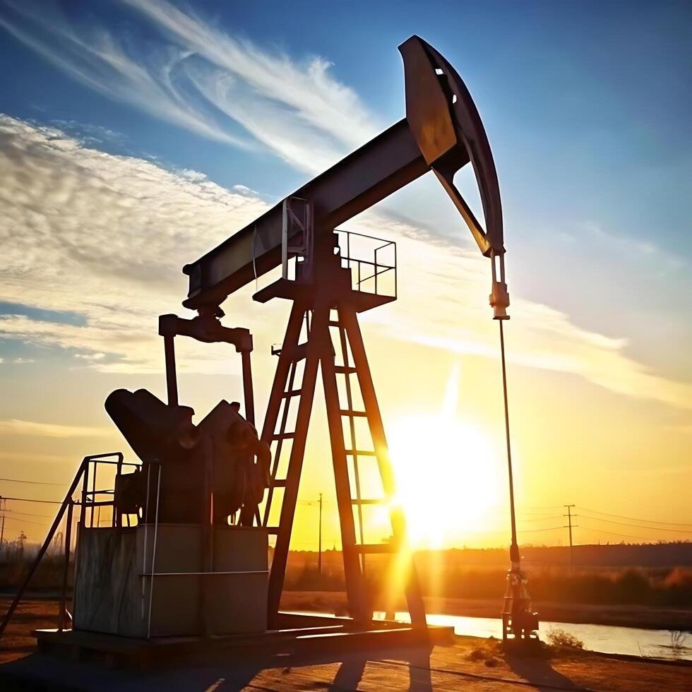 imgi 684 silhouette of an oil pump jack at sunset with beautiful sky and clouds free photo